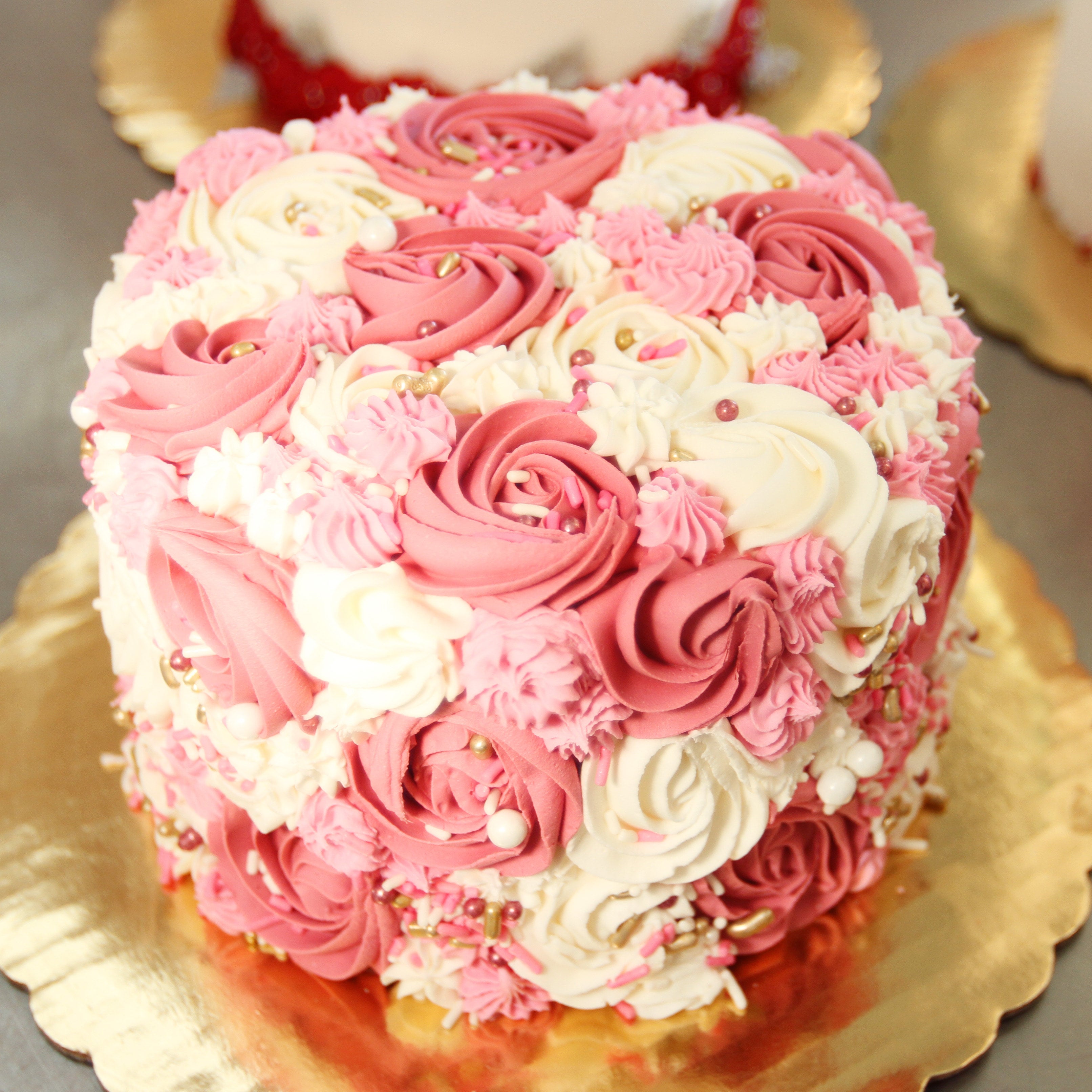 Sweet 16 Three Tier Pink Rose Birthday Cake - CakeCentral.com