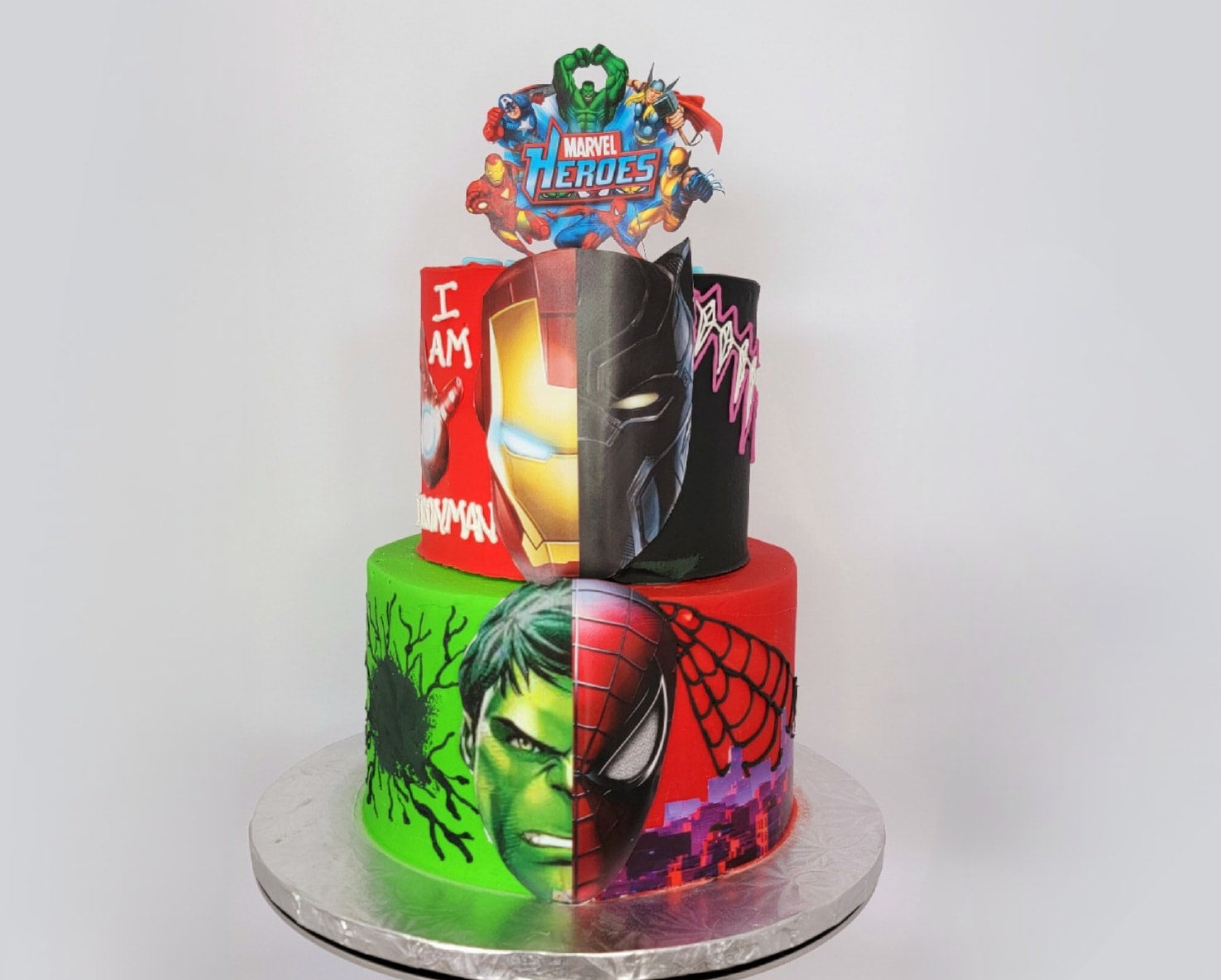 A 3 tier Avengers cake with... - CMS Wedding Cake Creations | Facebook