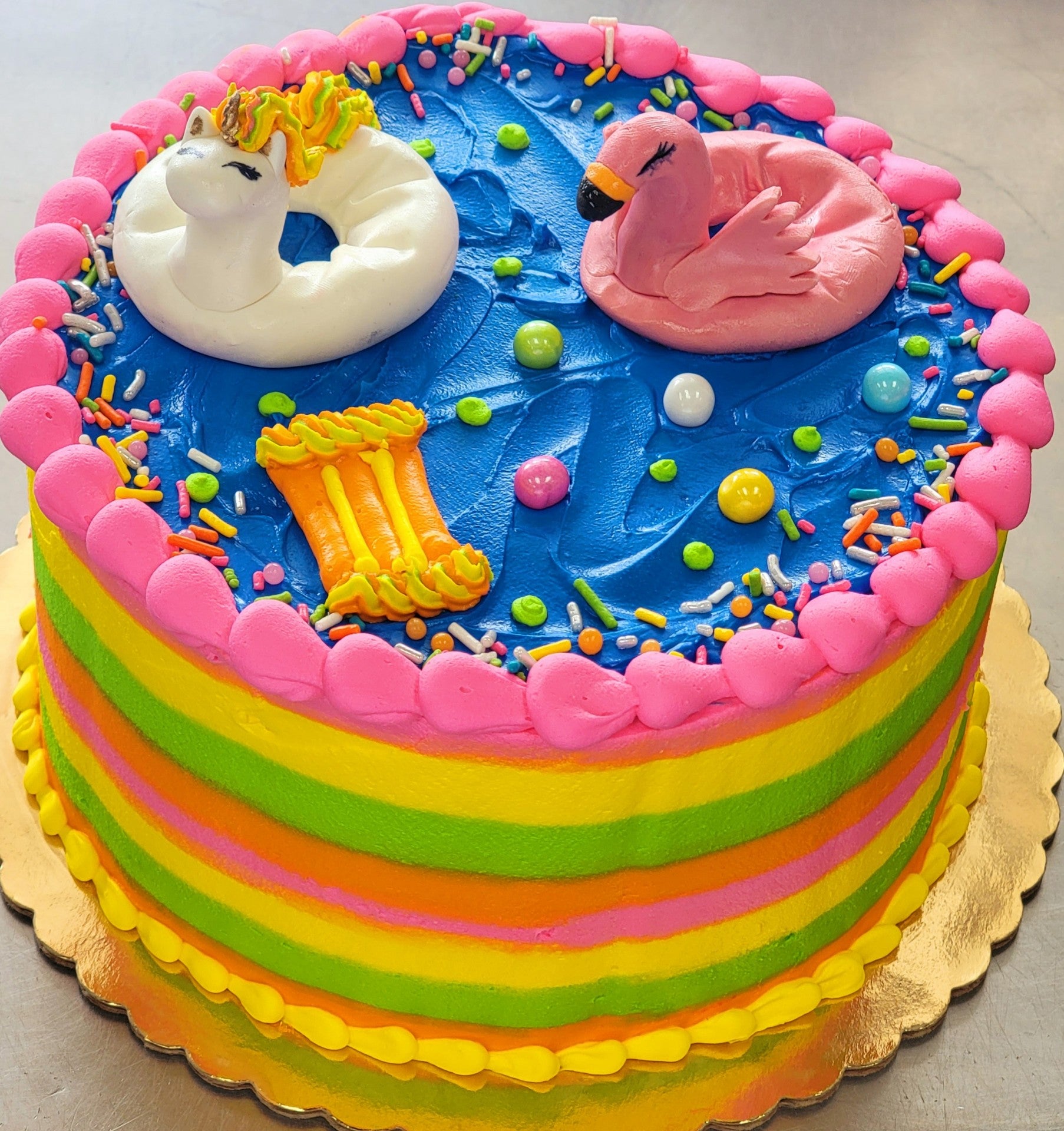 2 Tier Pool Party theme cake – Ravens Bakery